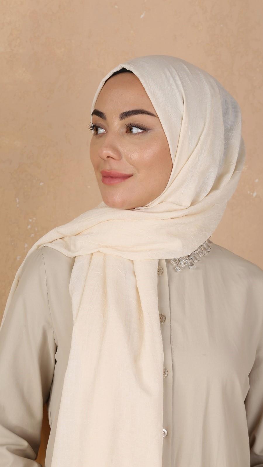 Bambu Kraş Şal Krem-27