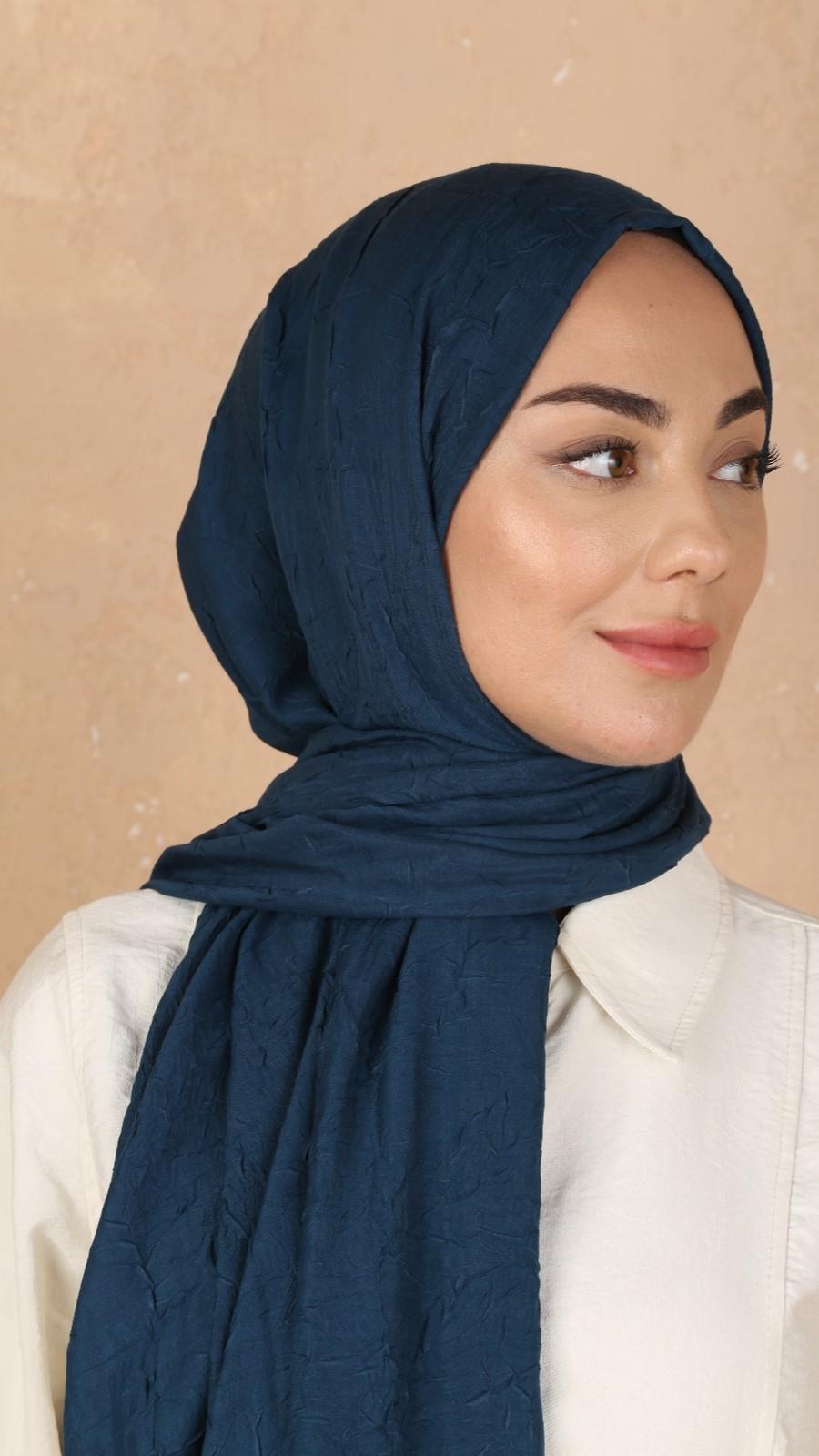 Bambu Kraş Şal Petrol Mavi-17