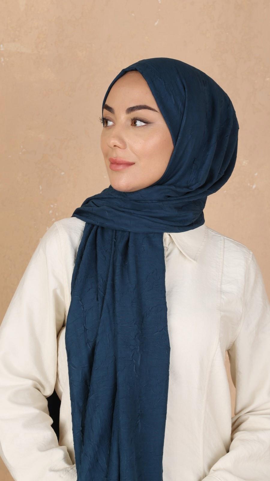 Bambu Kraş Şal Petrol Mavi-17