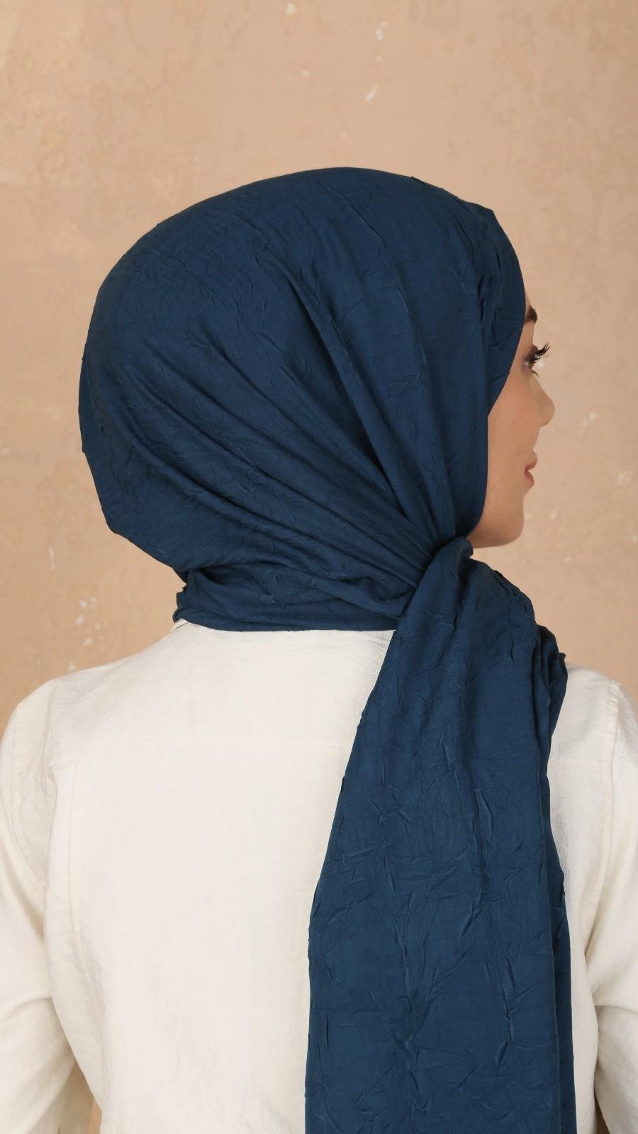 Bambu Kraş Şal Petrol Mavi-17