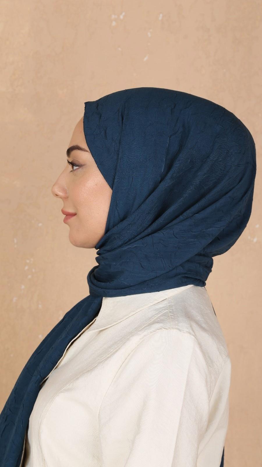 Bambu Kraş Şal Petrol Mavi-17