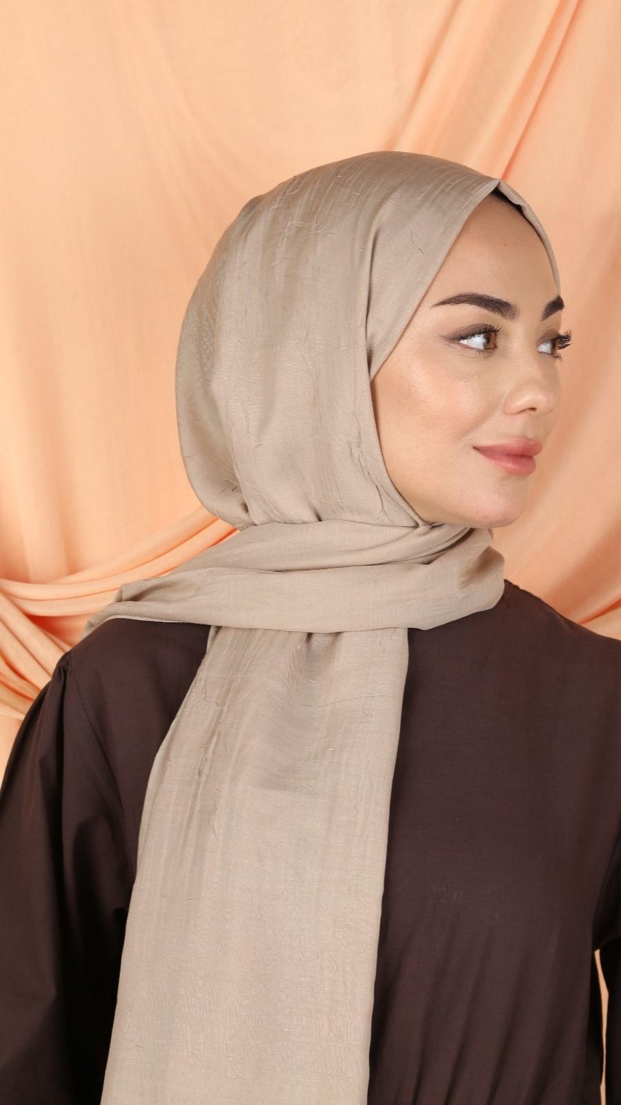 Bambu Kraş Şal Pudra Bej-5