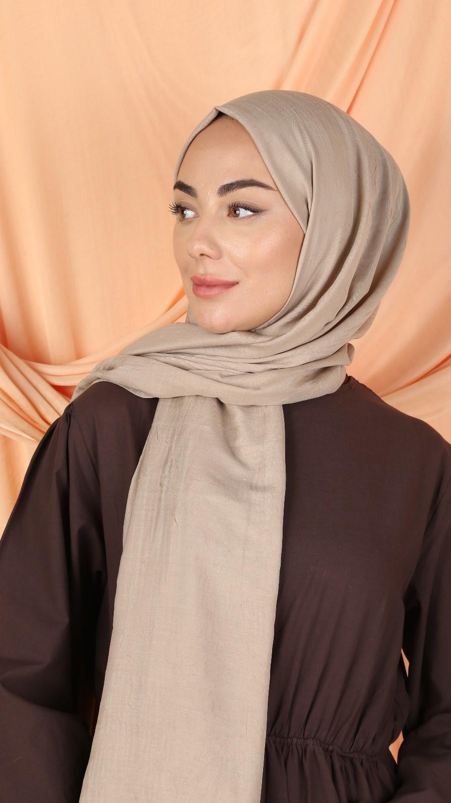 Bambu Kraş Şal Pudra Bej-5