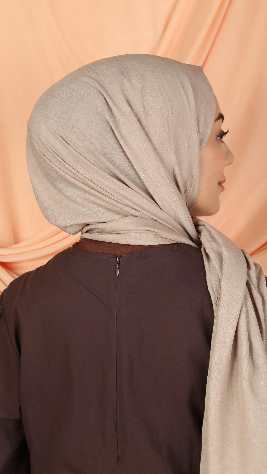 Bambu Kraş Şal Pudra Bej-5