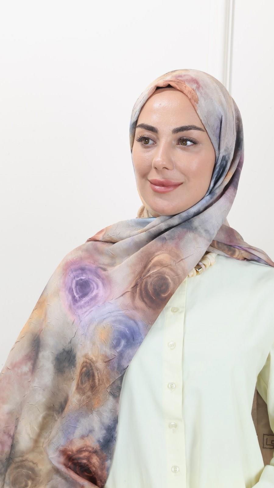 Desenli Kraş Şal Bej-3