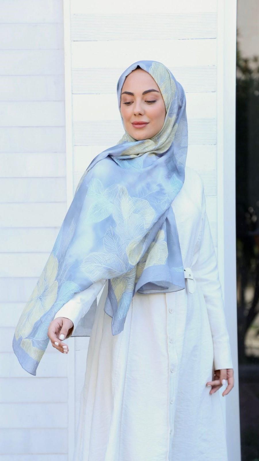 Desenli Kraş Şal Gri-8