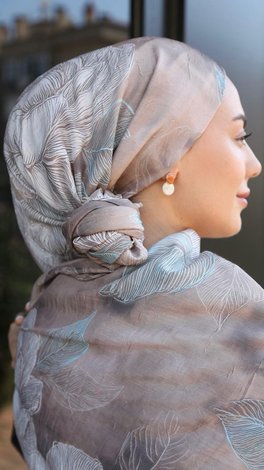 Desenli Kraş Şal Kahve-7