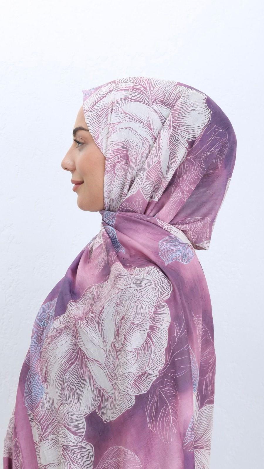 Desenli Kraş Şal Koyu Pembe-3