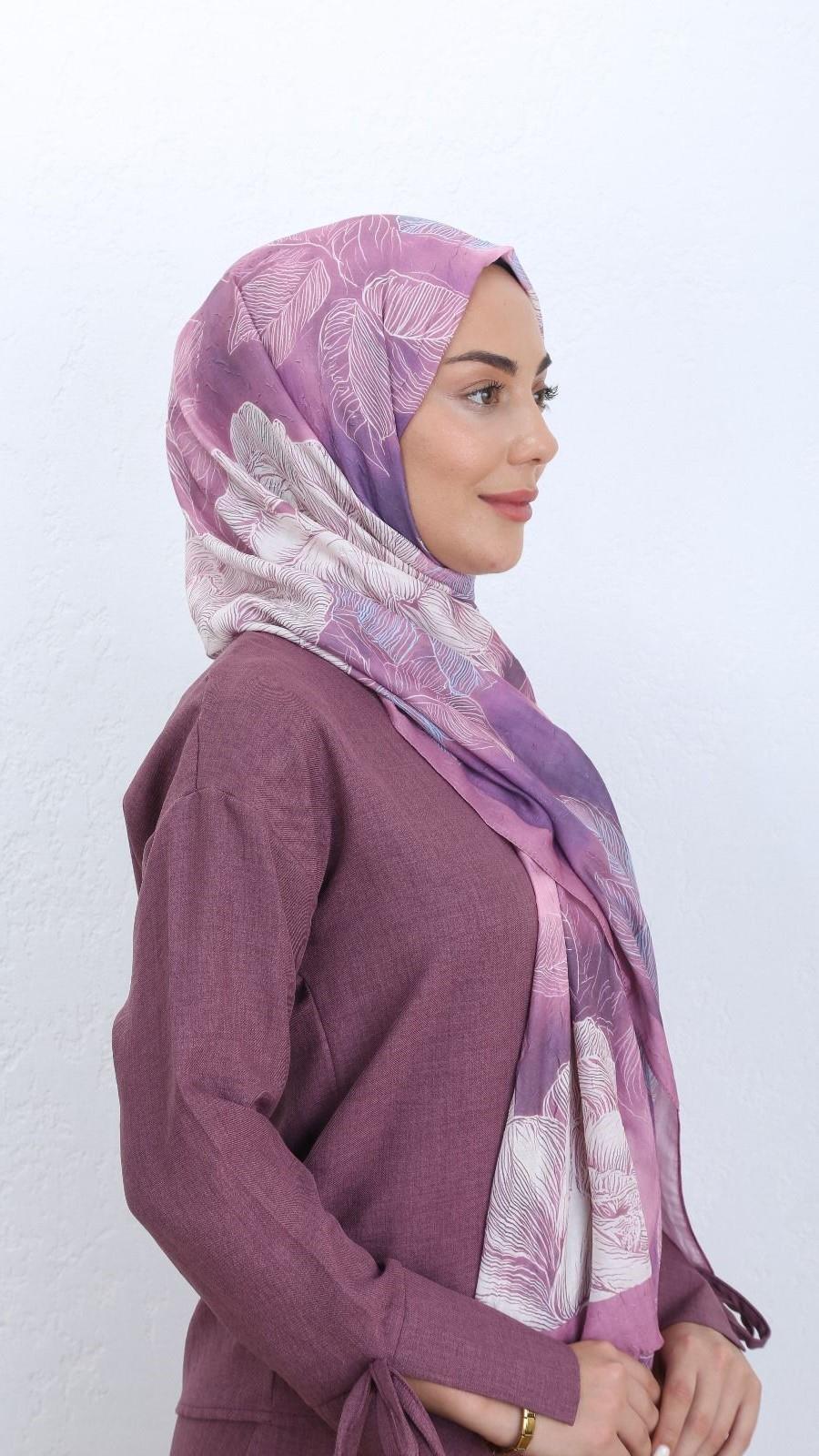 Desenli Kraş Şal Koyu Pembe-3