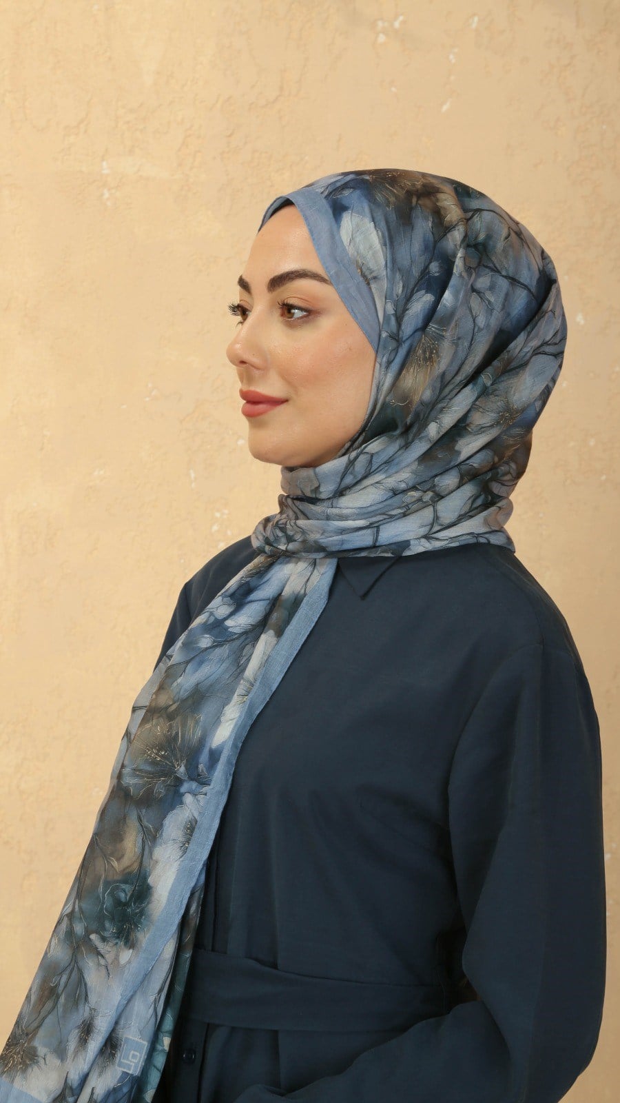 Desenli Kraş Şal Mavi