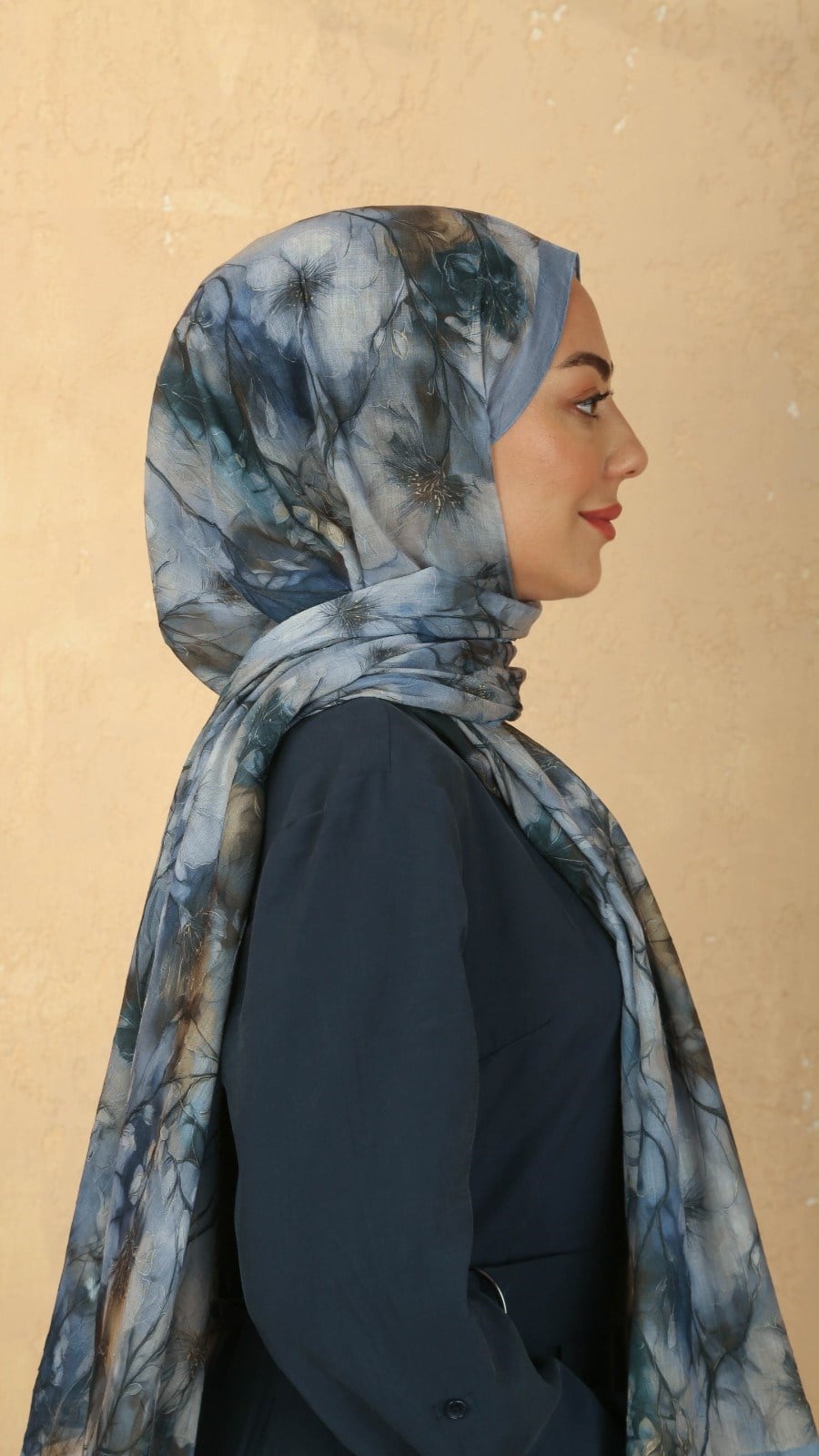 Desenli Kraş Şal Mavi