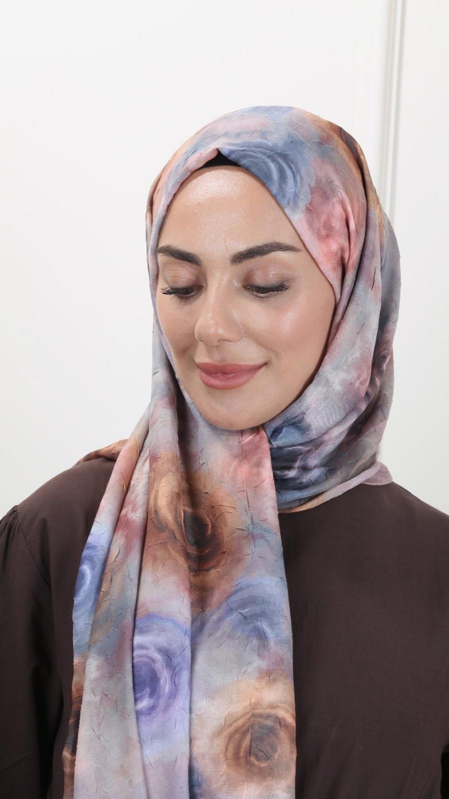 Desenli Kraş Şal Pudra Pembe-8