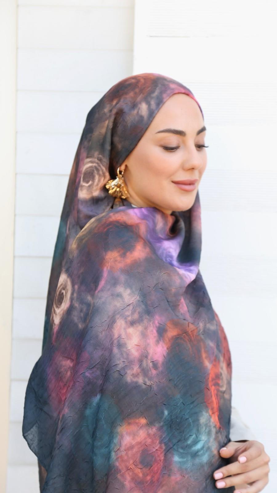 Desenli Kraş Şal Siyah-4