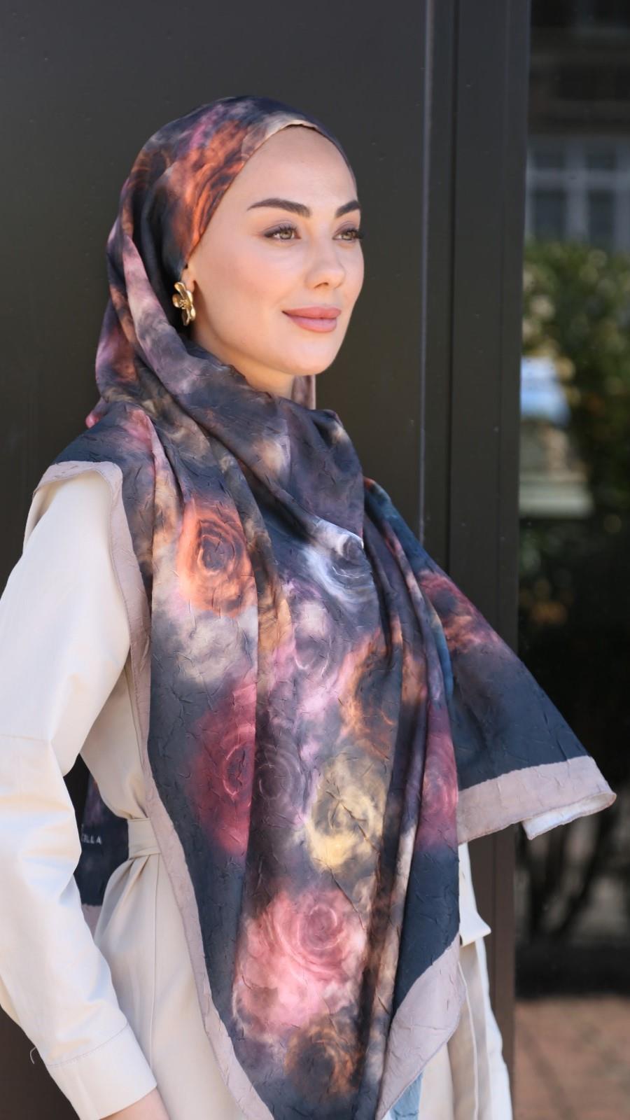 Desenli Kraş Şal Siyah-7