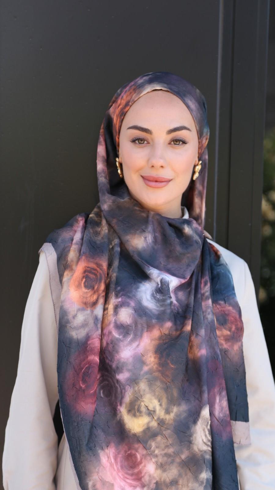 Desenli Kraş Şal Siyah-7