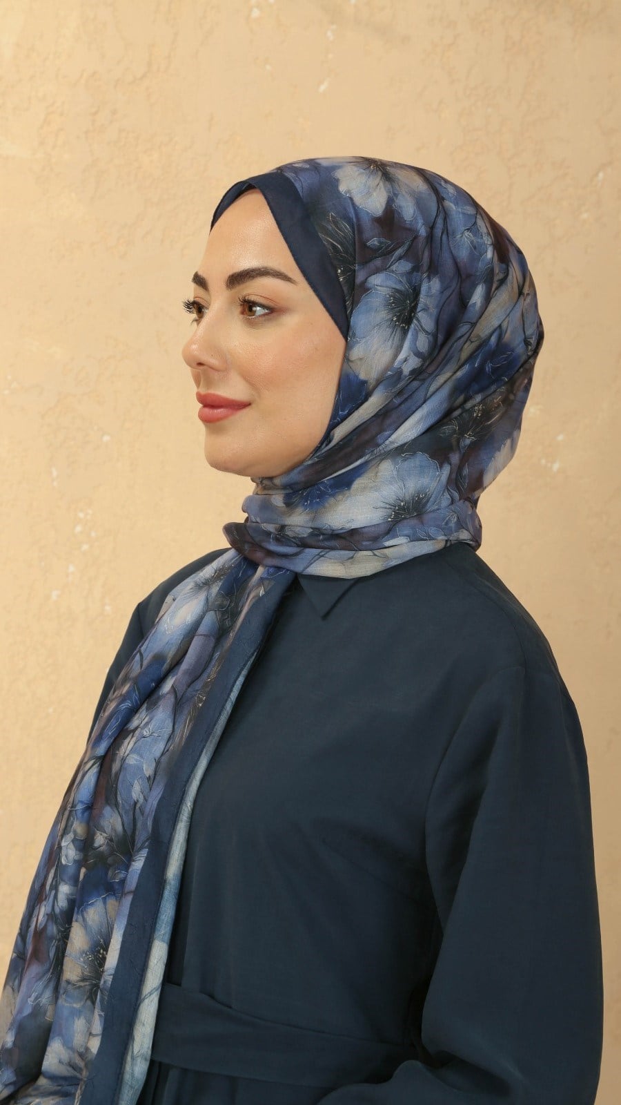 Desenli Kraş Şal Siyah Lacivert