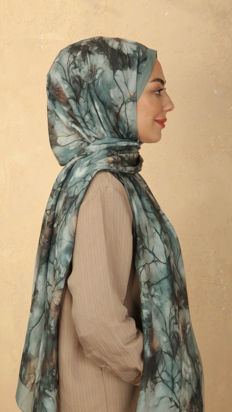 Desenli Kraş Şal Siyah Mint Yeşili
