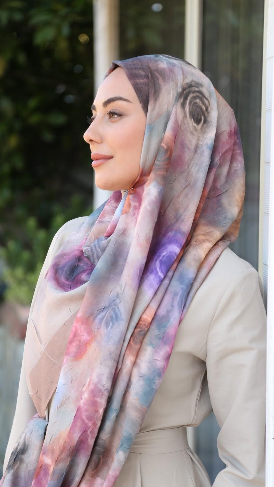 Desenli Kraş Şal Somon-6