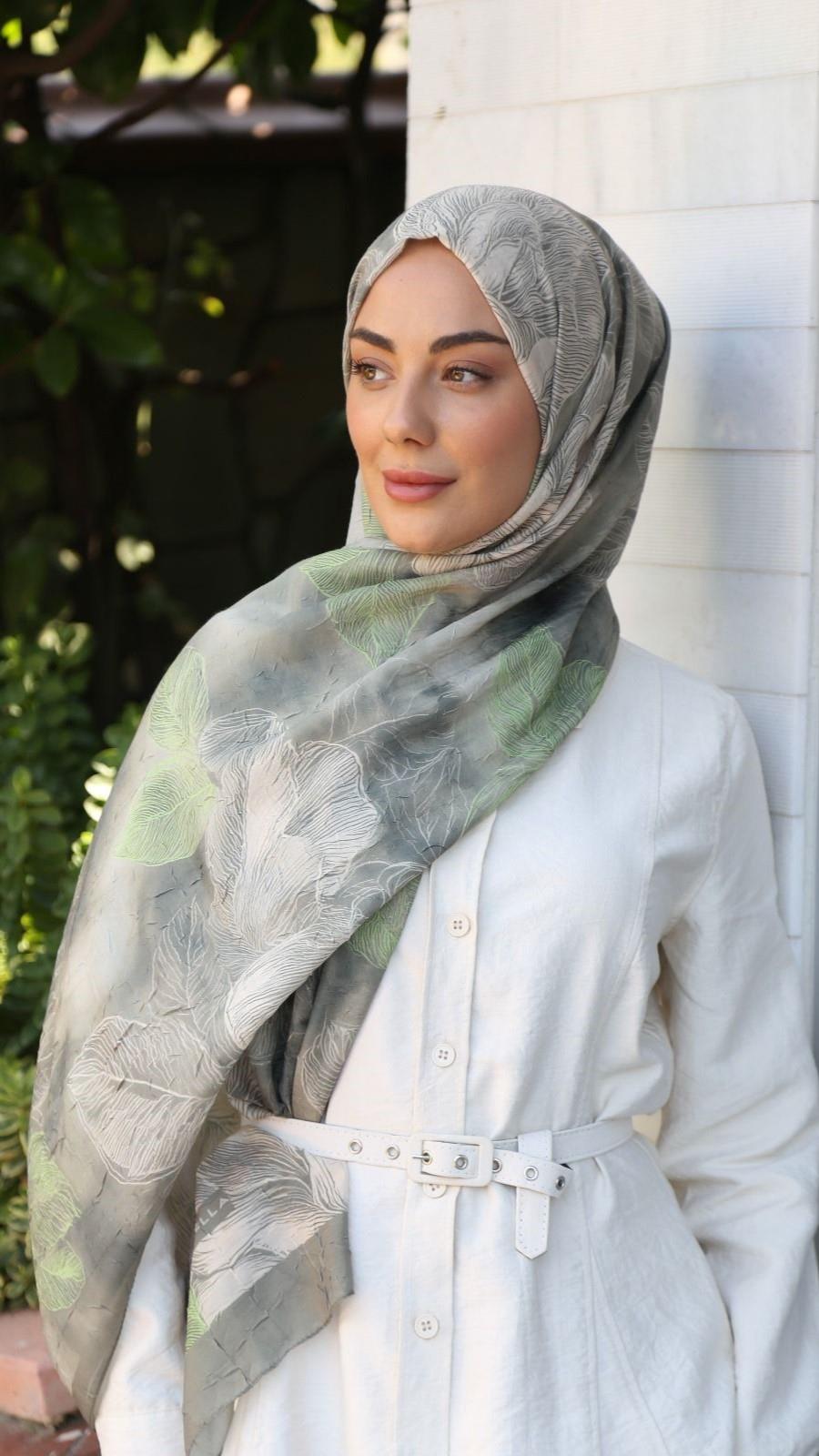 Desenli Kraş Şal Yeşil-10