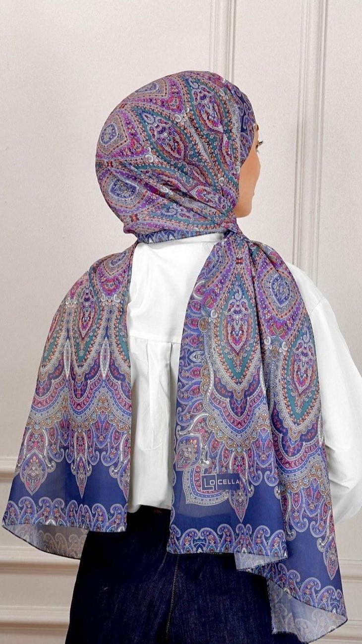 Desenli Pamuk Vual Şal