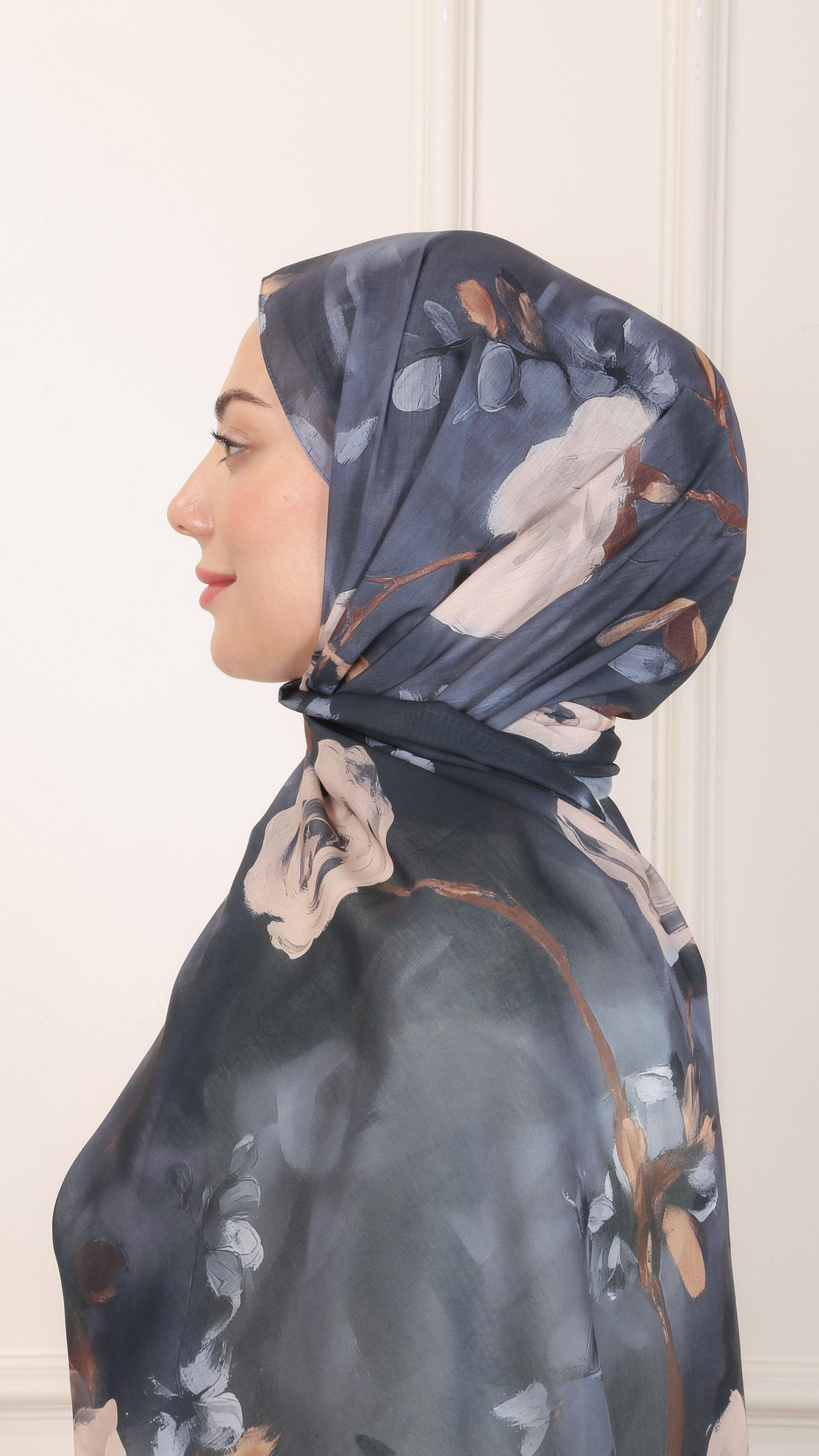 Desenli Pamuk Vual Şal Antrasit-8