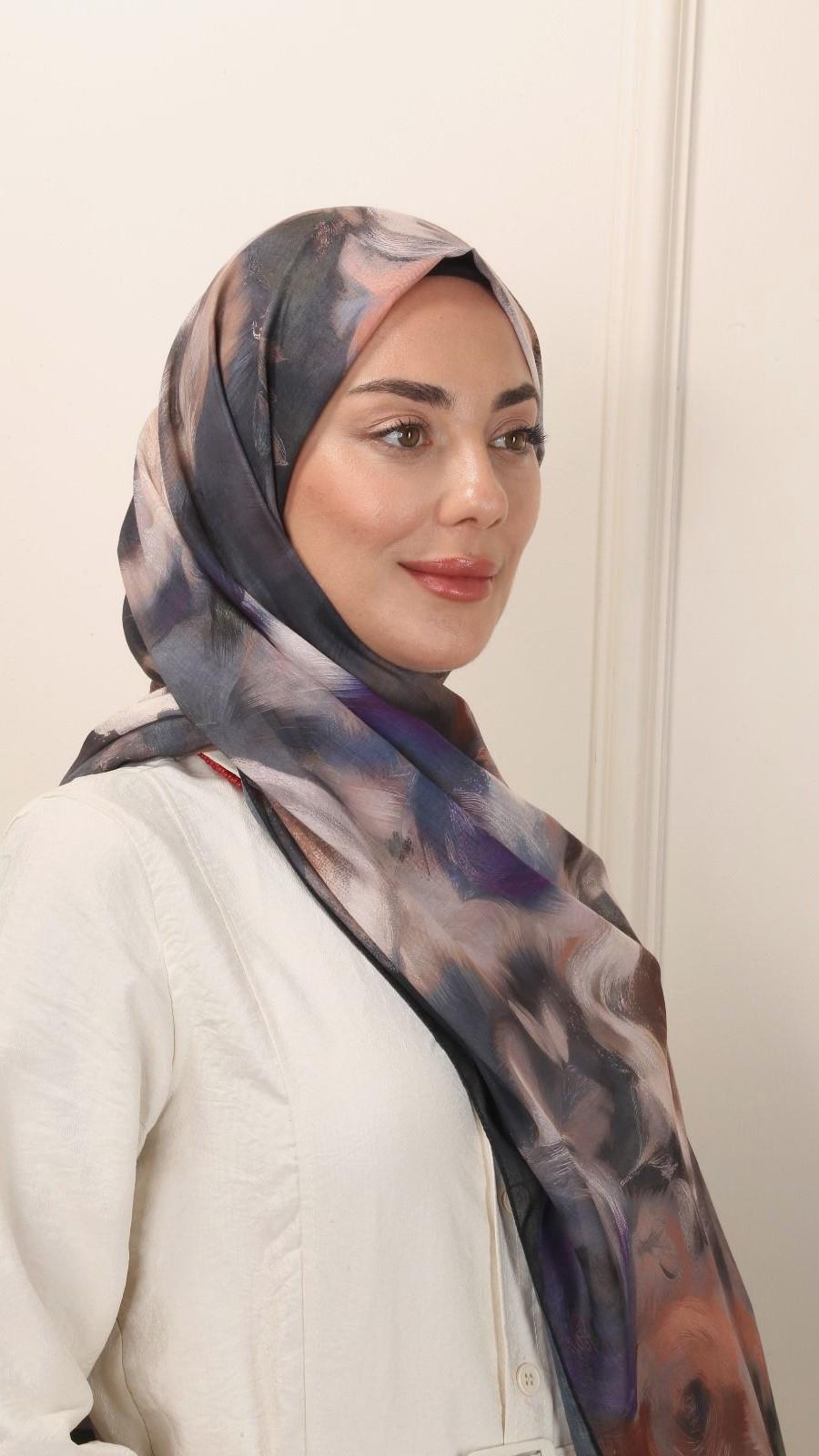 Desenli Pamuk Vual Şal Antrasit-10