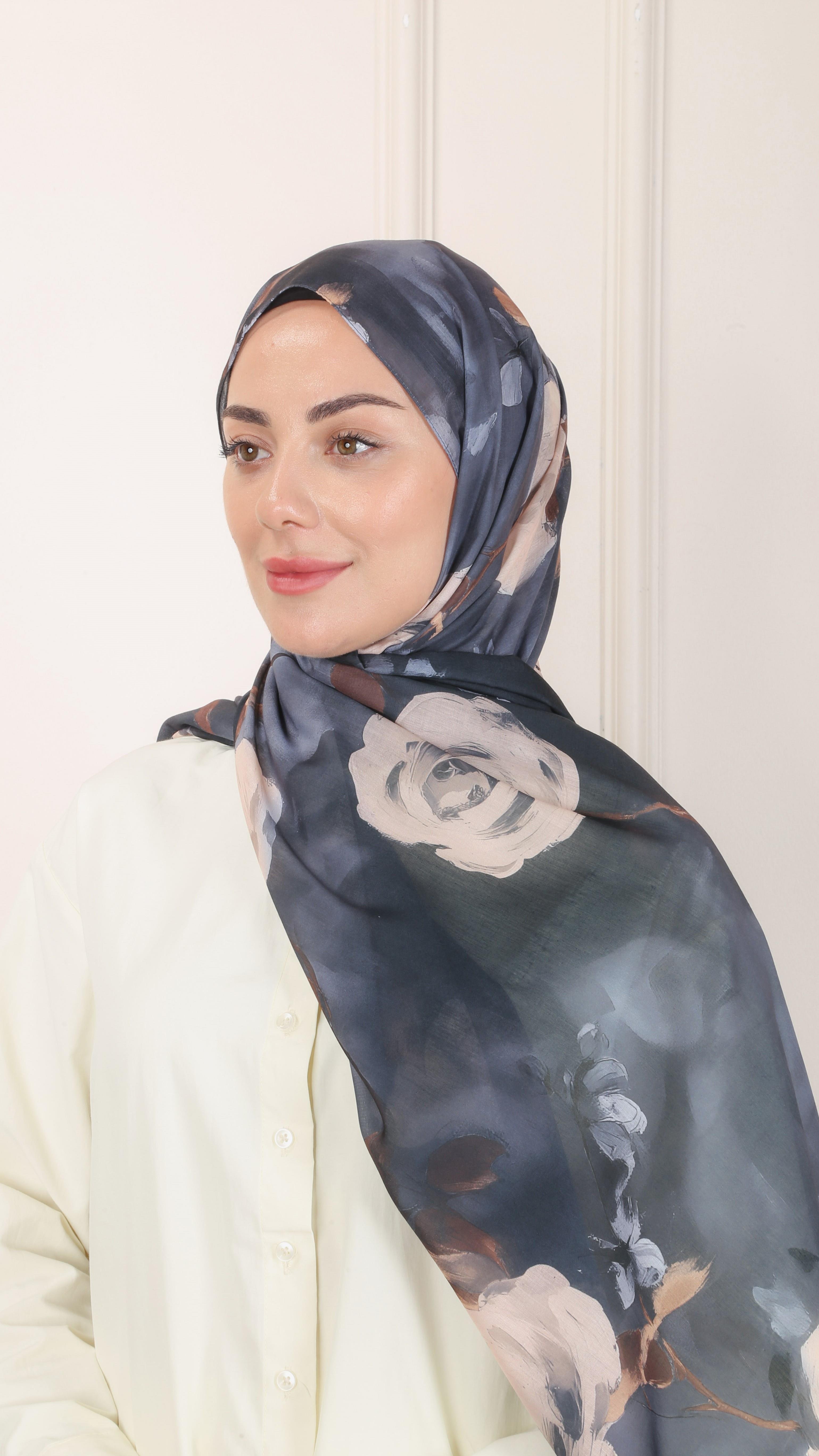 Desenli Pamuk Vual Şal Antrasit-8