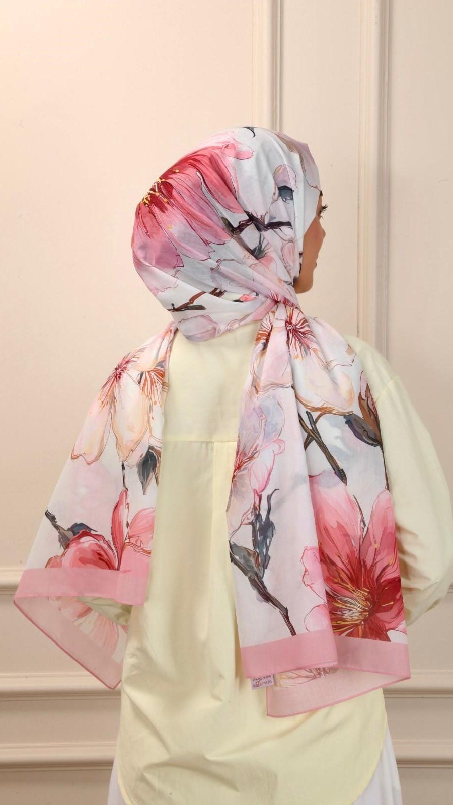 Desenli Pamuk Vual Şal Bloom Desen-5