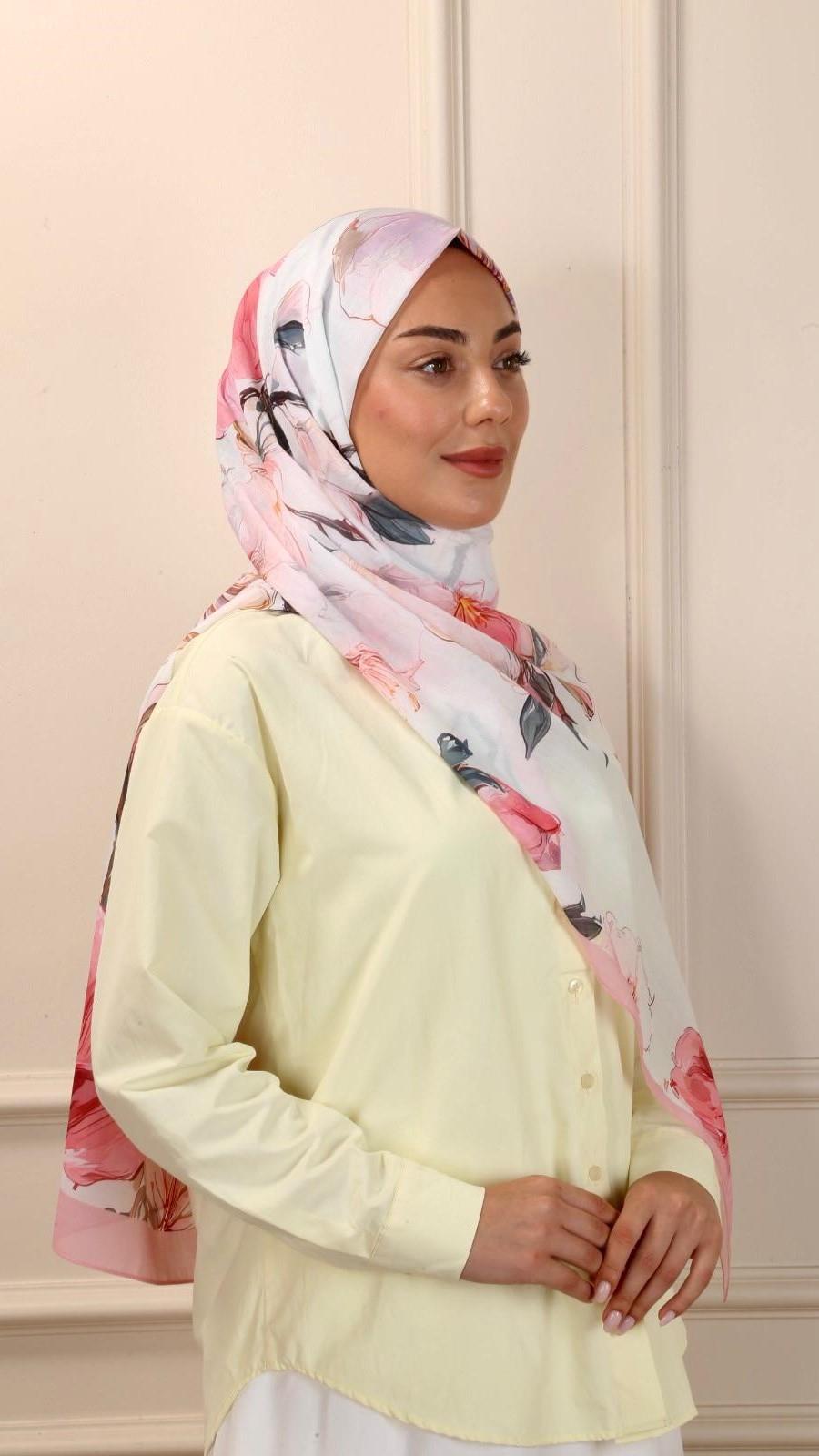 Desenli Pamuk Vual Şal Bloom Desen-5