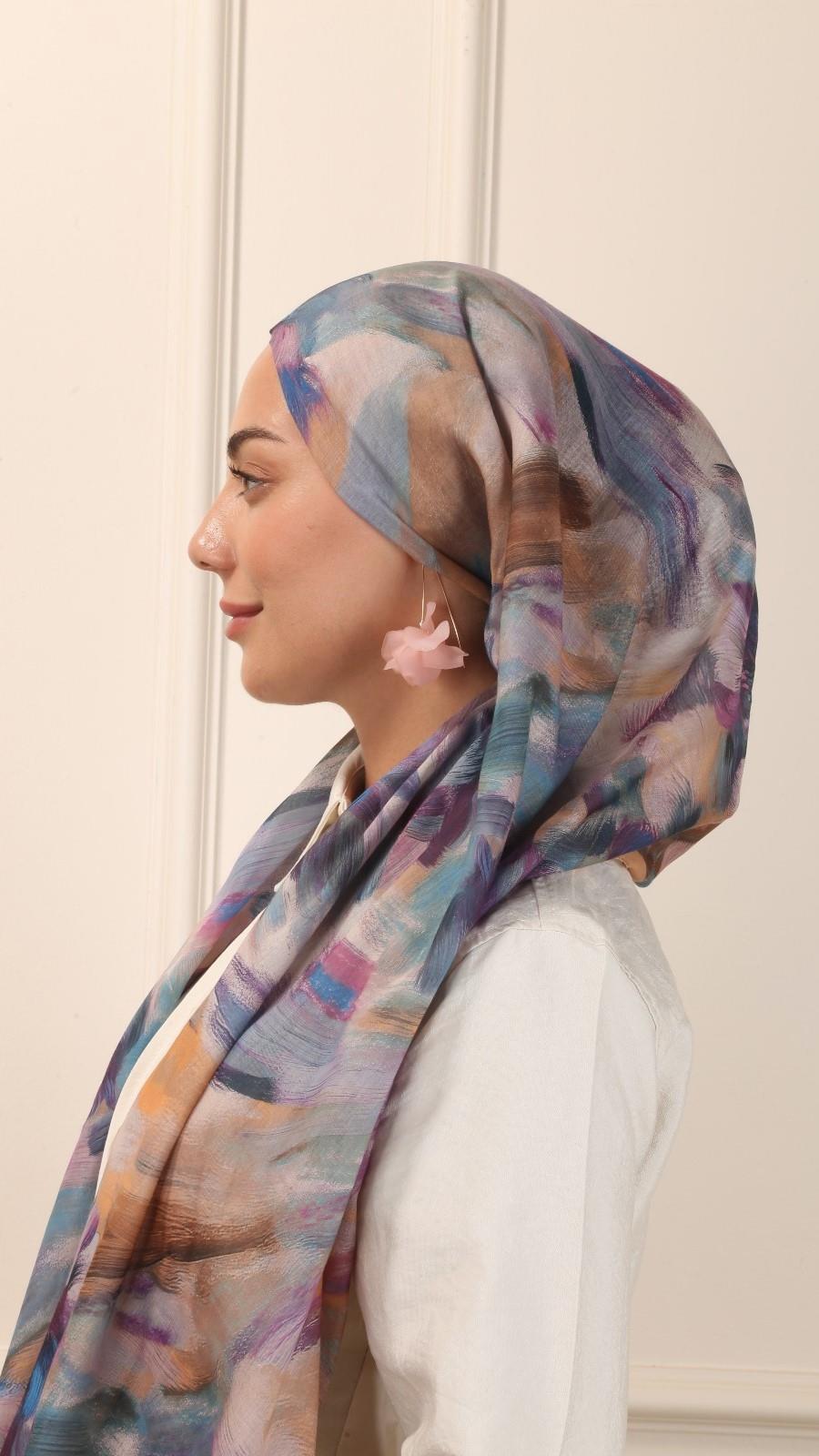 Desenli Pamuk Vual Şal Bal Sarısı-9