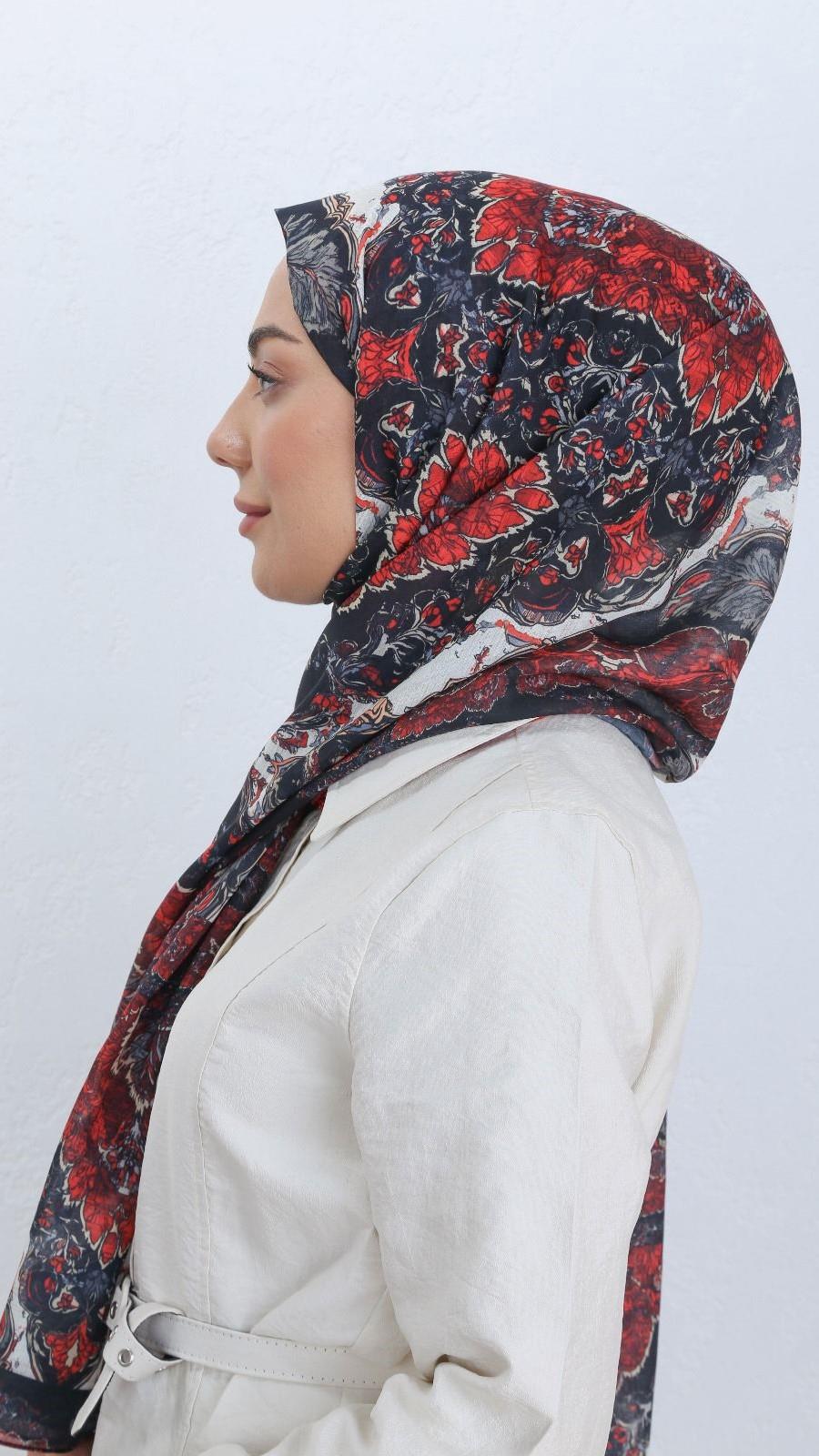 Desenli Pamuk Vual Şal Bordo Serisi-2