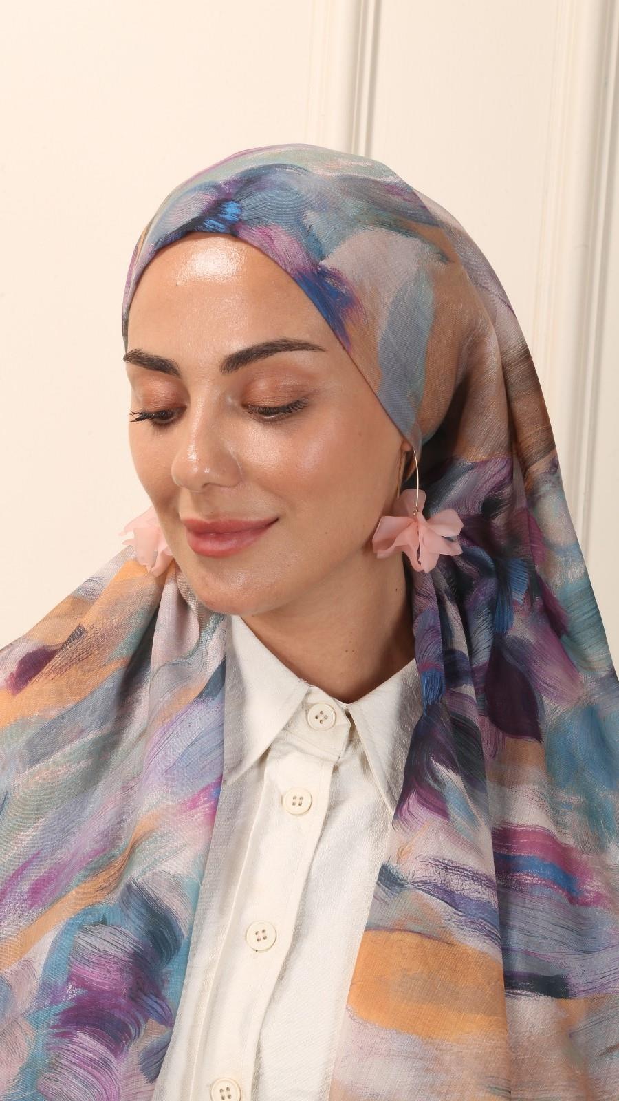 Desenli Pamuk Vual Şal Bal Sarısı-9