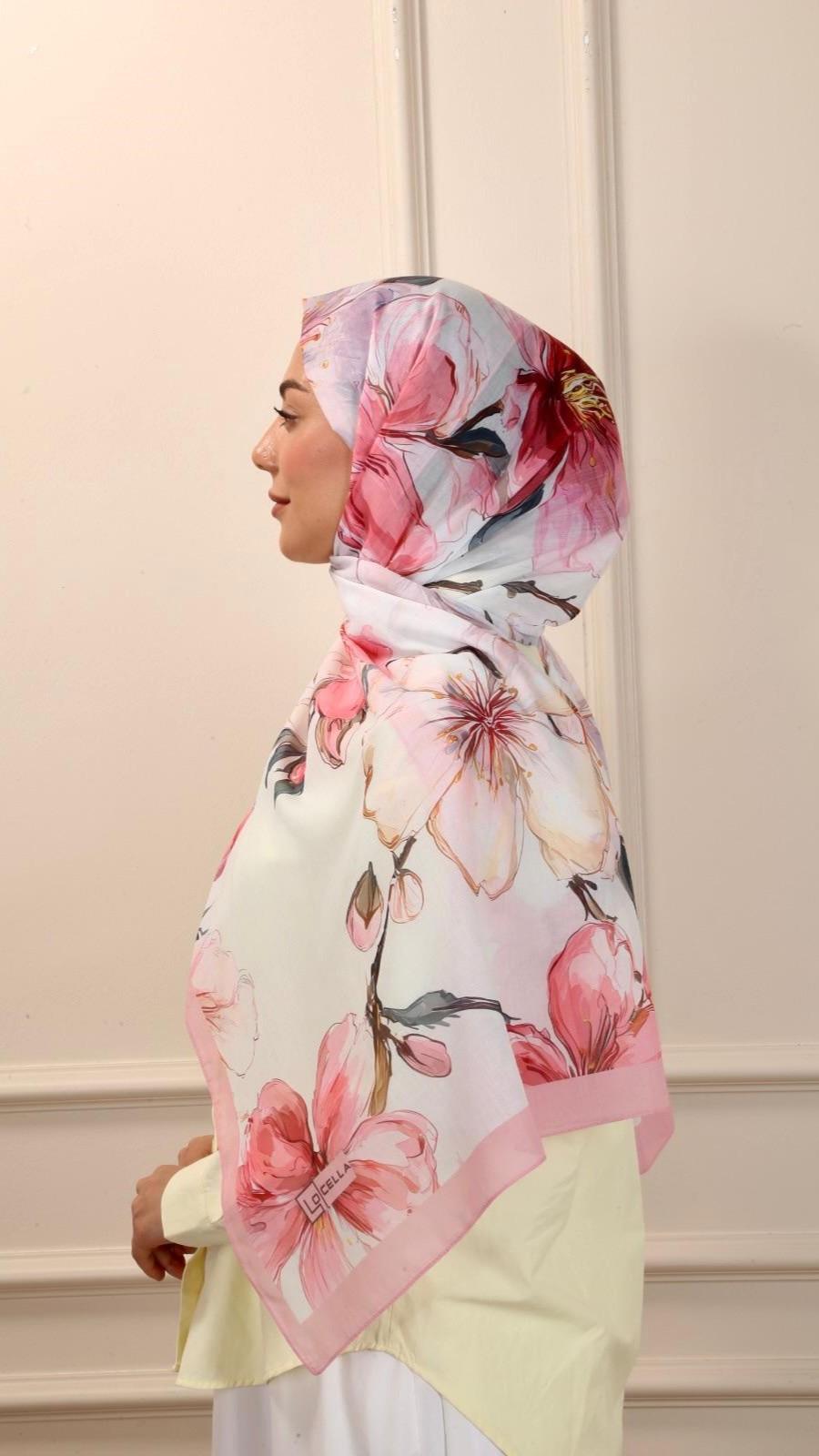 Desenli Pamuk Vual Şal Bloom Desen-5