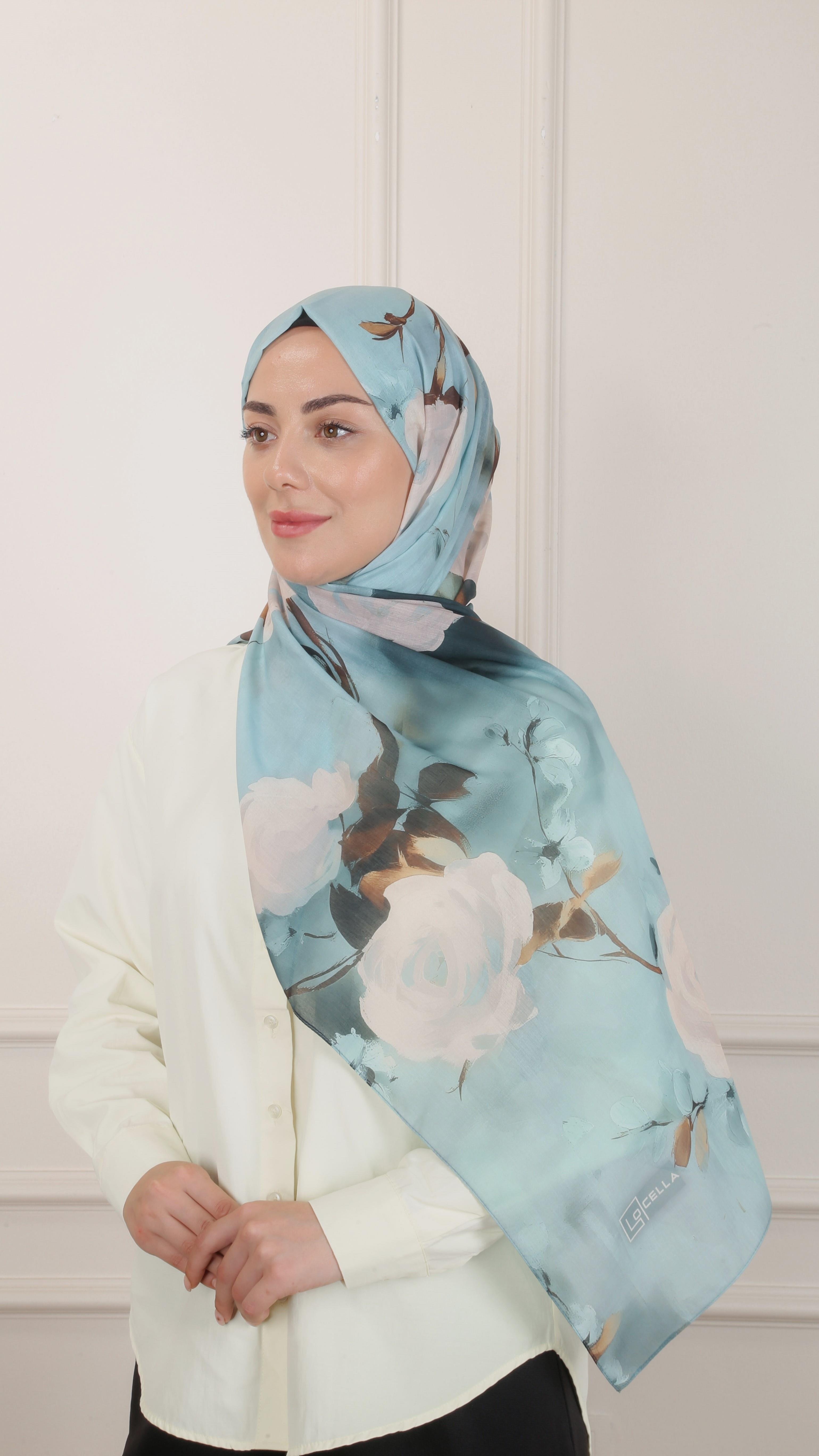 Desenli Pamuk Vual Şal Cam Göbeği-6