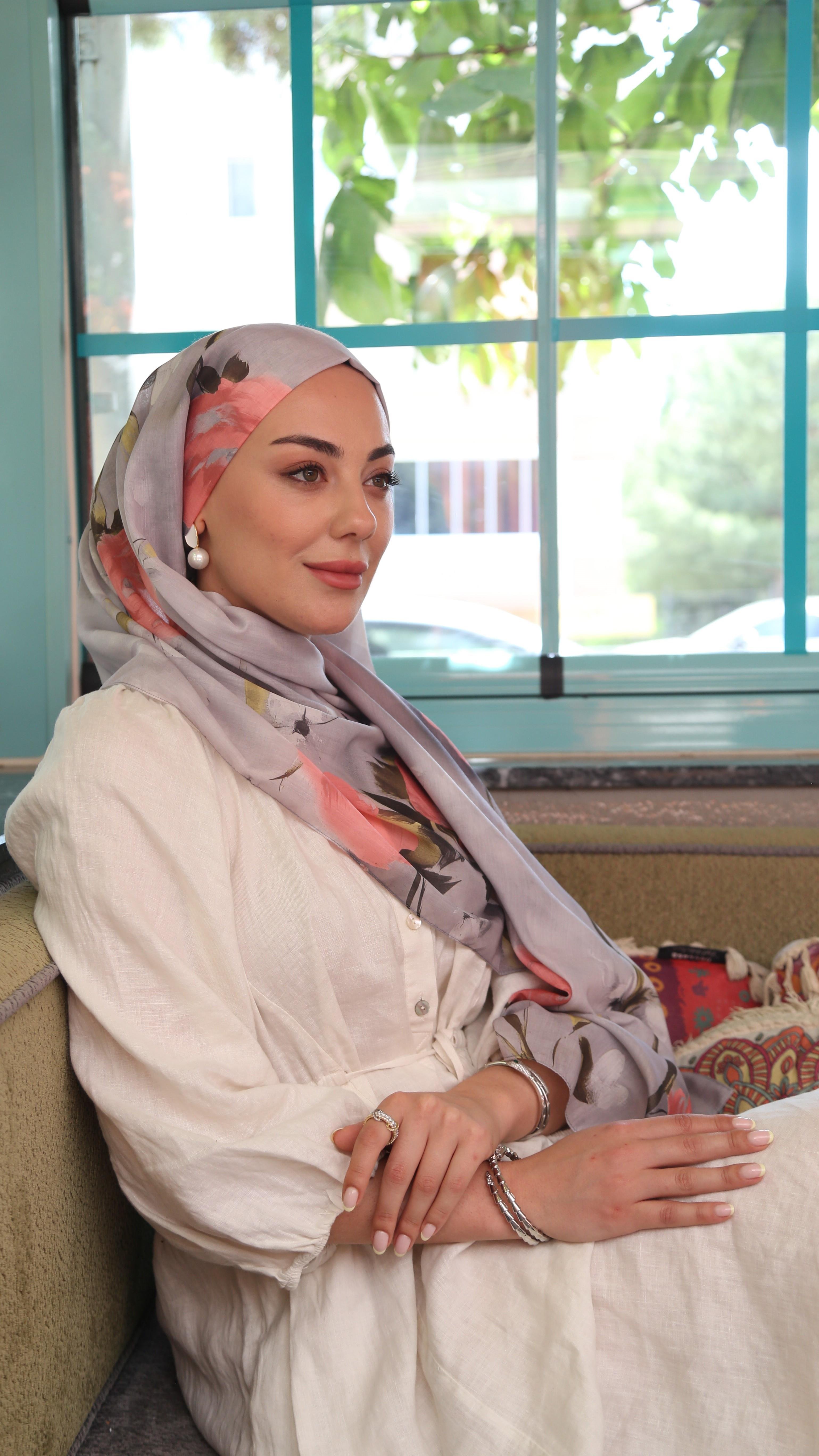 Desenli Pamuk Vual Şal Duman-11