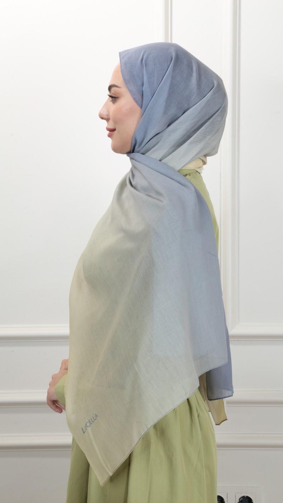 Desenli Pamuk Vual Şal Gri Sarı-4