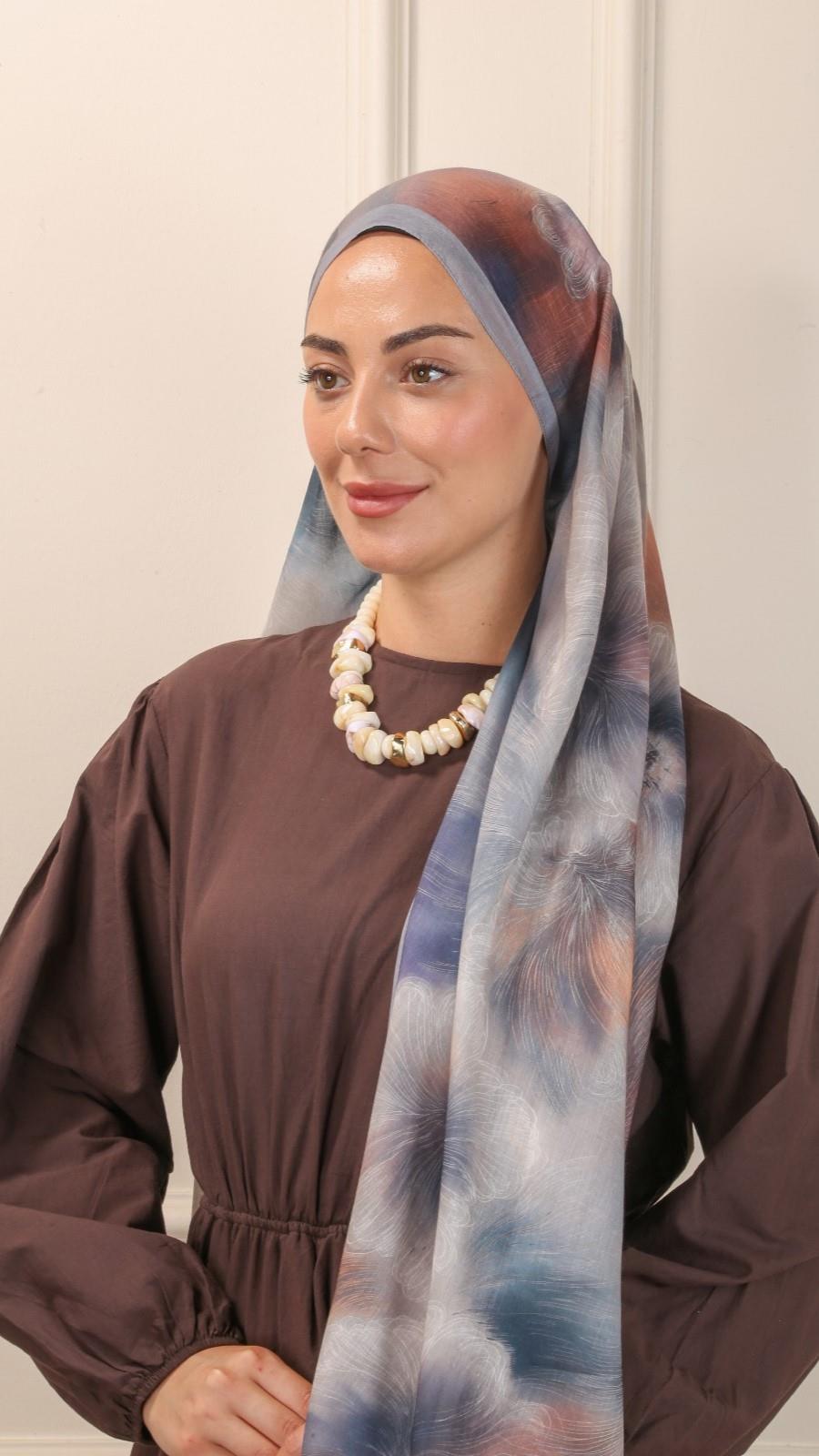 Desenli Pamuk Vual Şal Gri-5