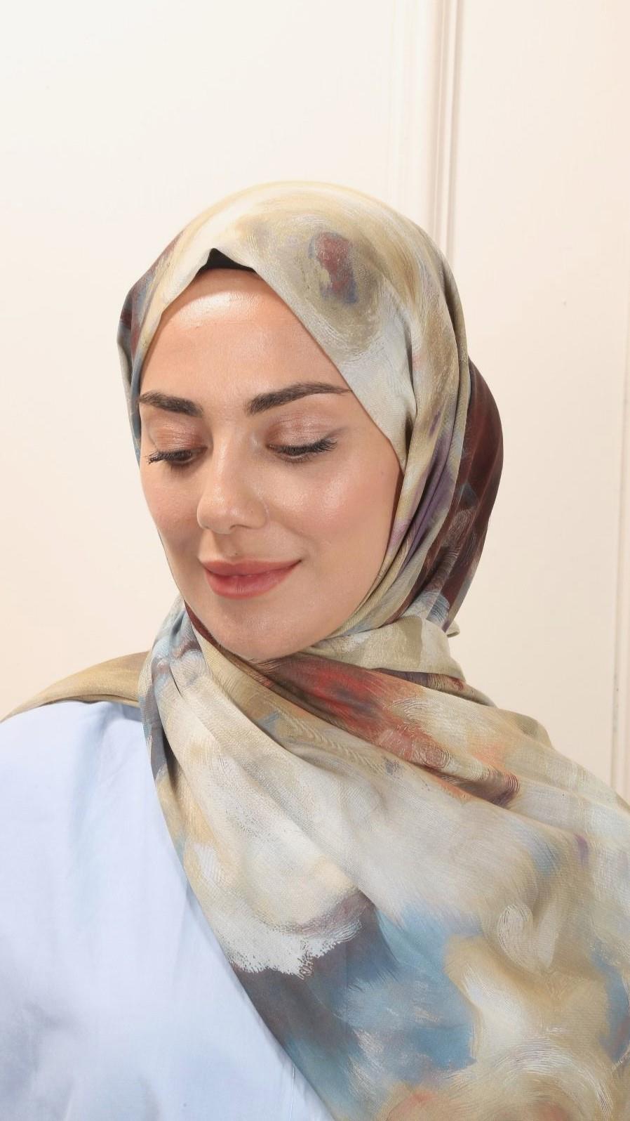 Desenli Pamuk Vual Şal Keten Yeşili-5