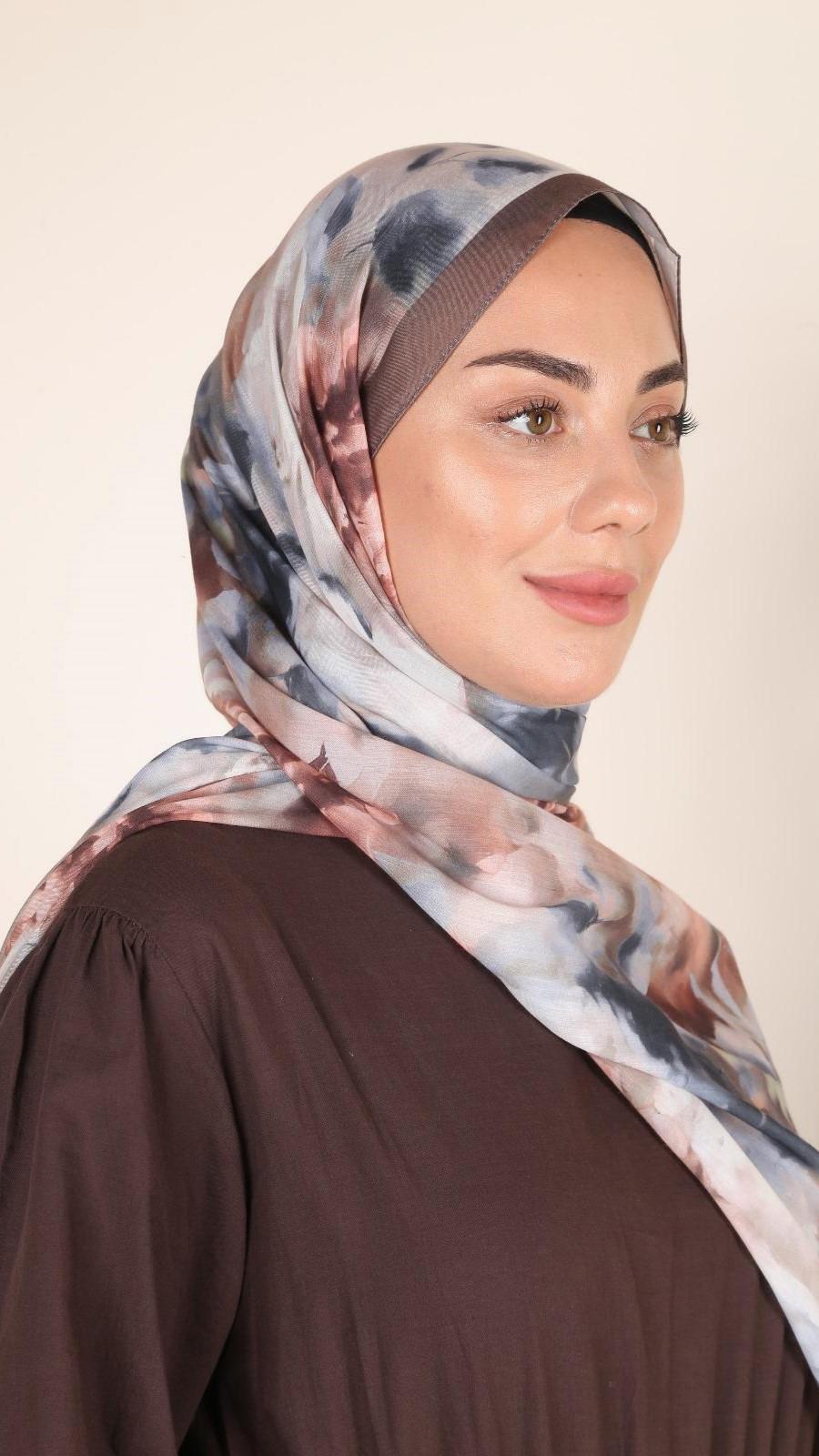 Desenli Pamuk Vual Şal Kahve-2