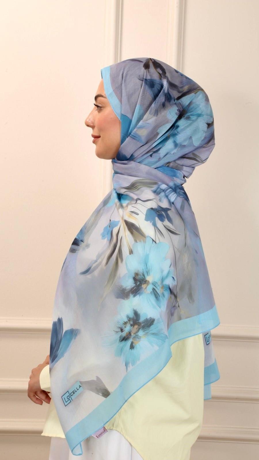 Desenli Pamuk Vual Şal Lora Desen-3