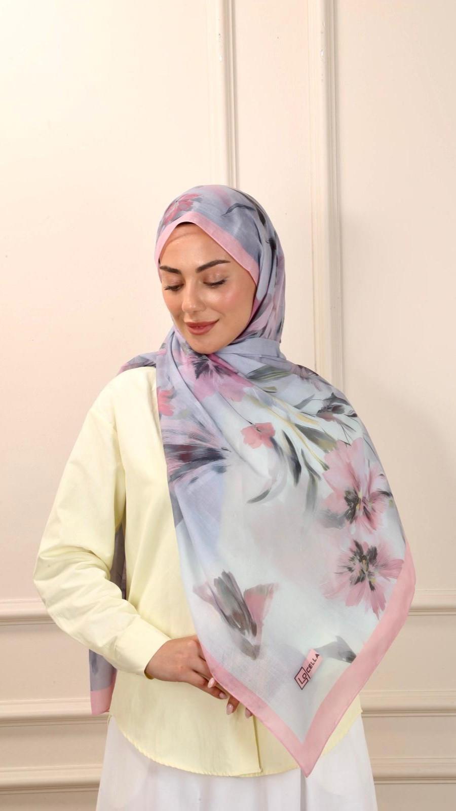 Desenli Pamuk Vual Şal Lora Desen-3