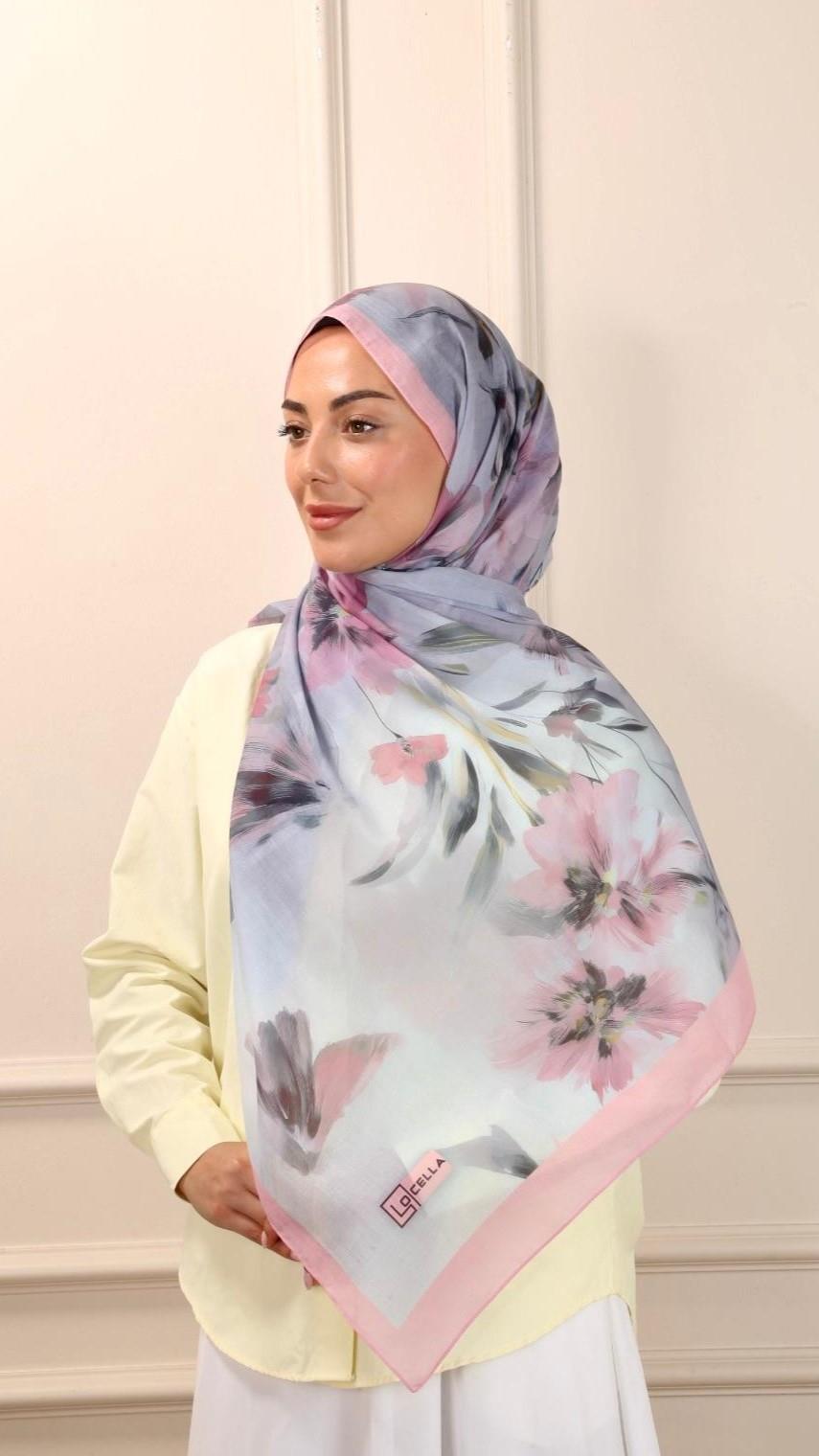 Desenli Pamuk Vual Şal Lora Desen-3