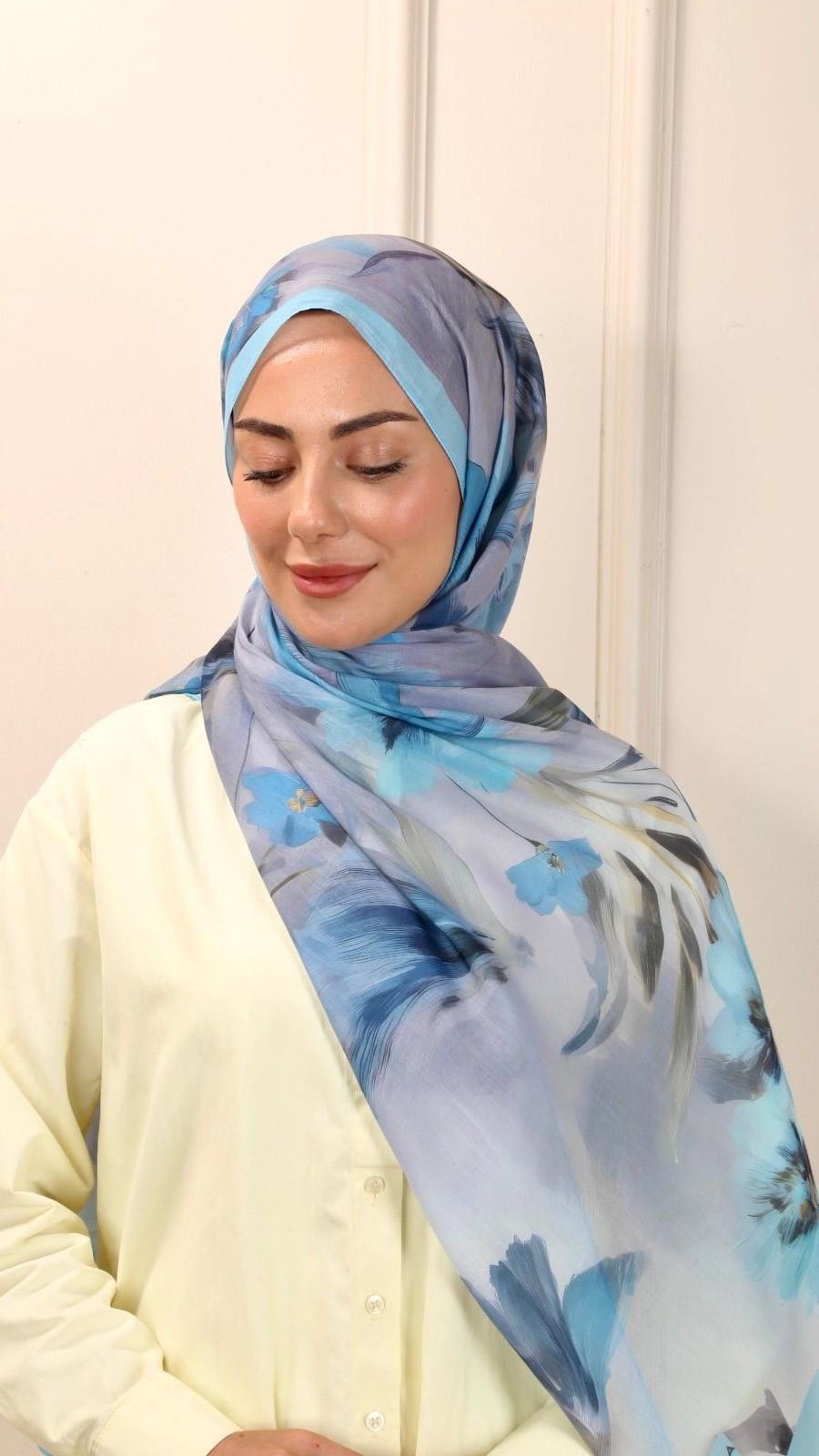 Desenli Pamuk Vual Şal Lora Desen-3