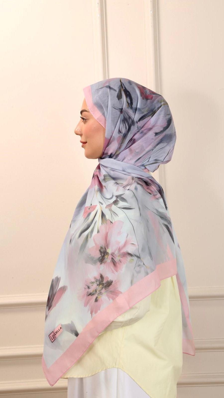 Desenli Pamuk Vual Şal Lora Desen-3