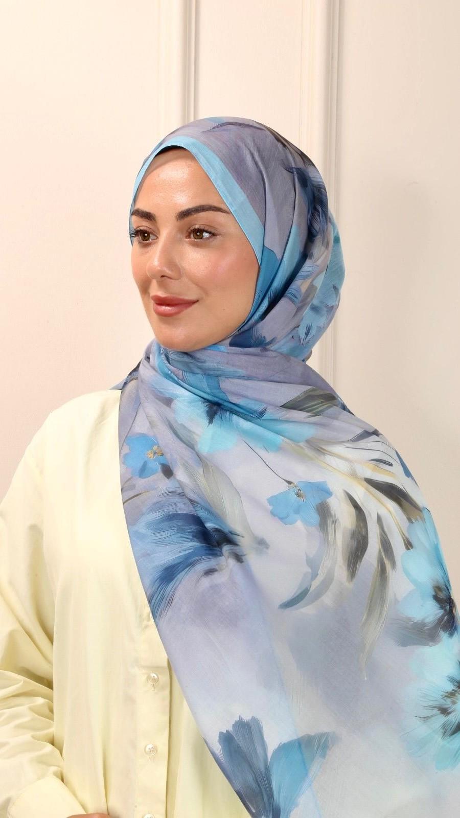 Desenli Pamuk Vual Şal Lora Desen-3