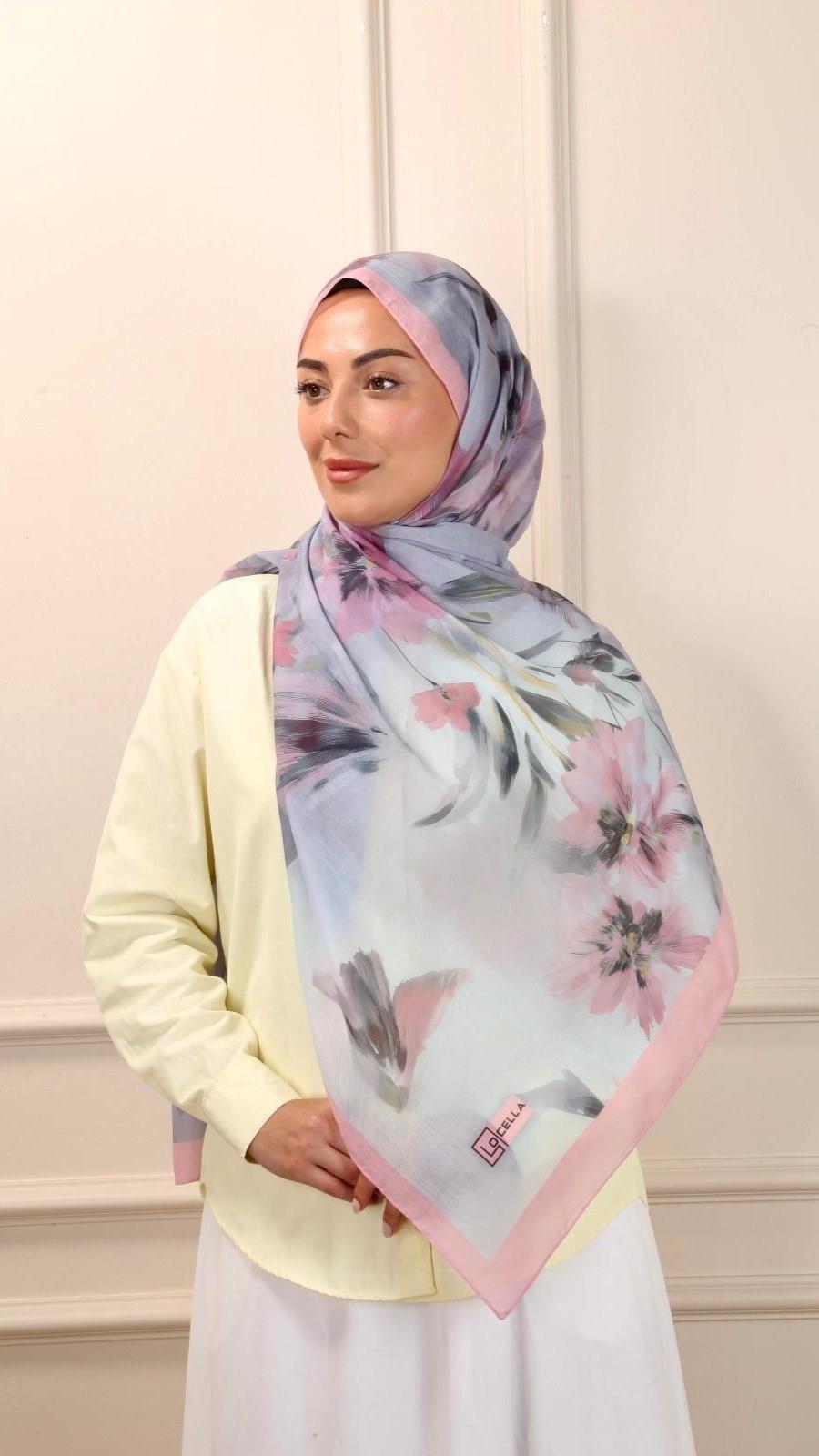 Desenli Pamuk Vual Şal Lora Desen-3