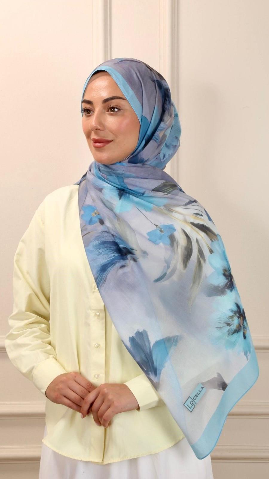 Desenli Pamuk Vual Şal Lora Desen-3