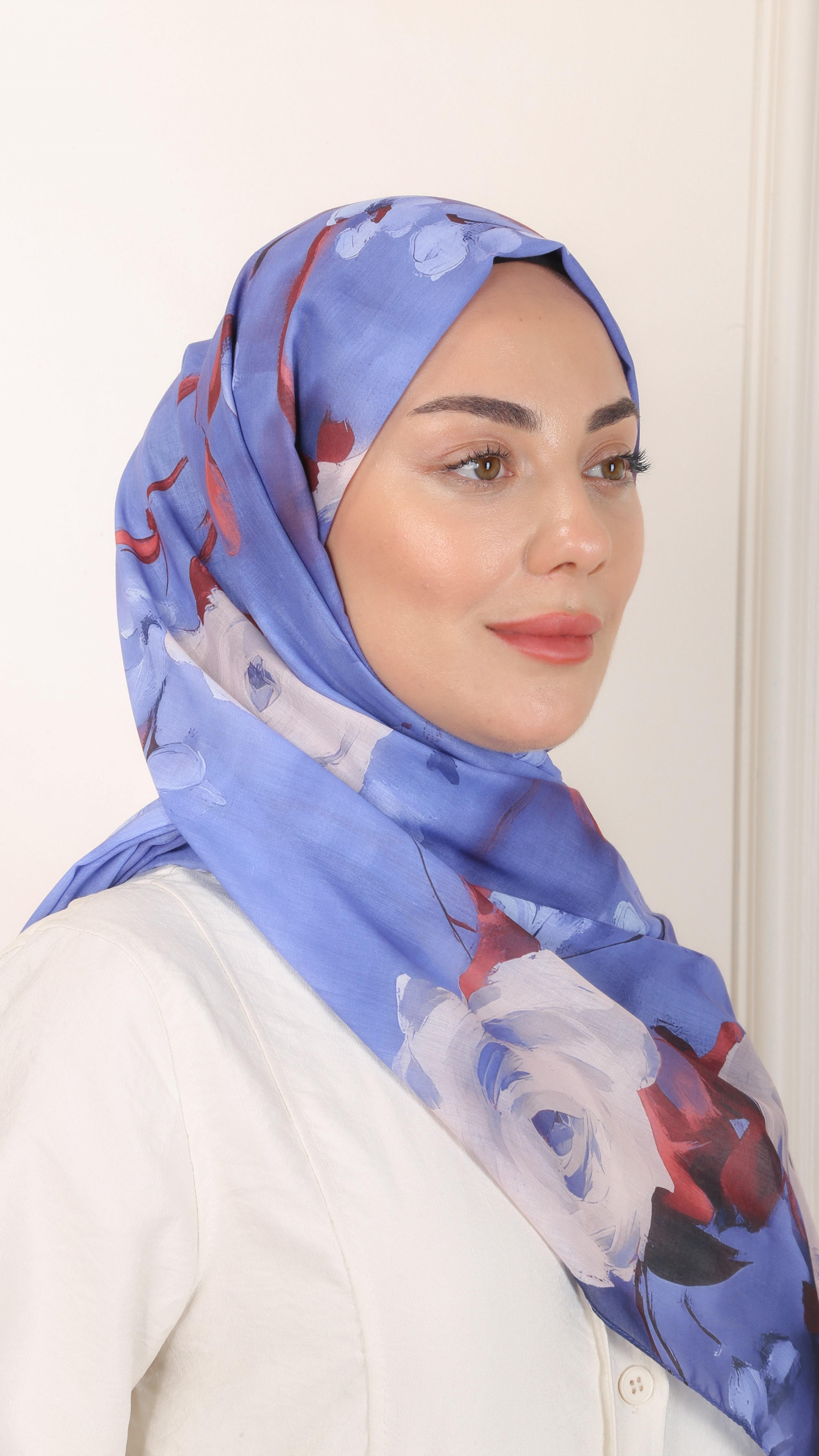 Desenli Pamuk Vual Şal Lavanta-2