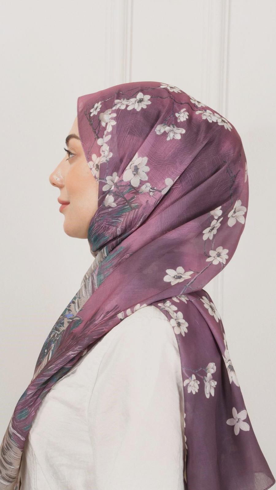 Desenli Pamuk Vual Şal Mürdüm-6