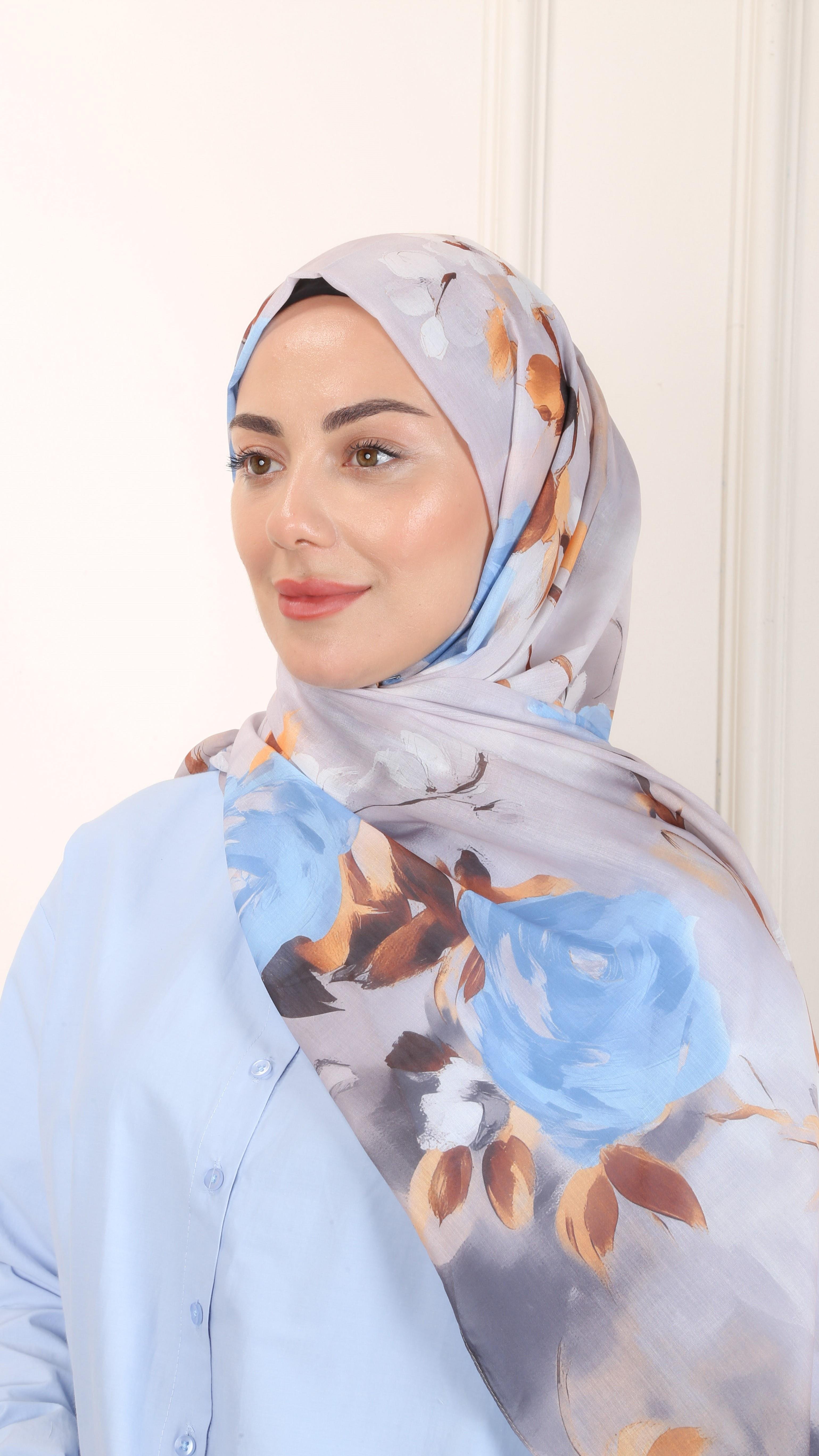 Desenli Pamuk Vual Şal Pudra-9